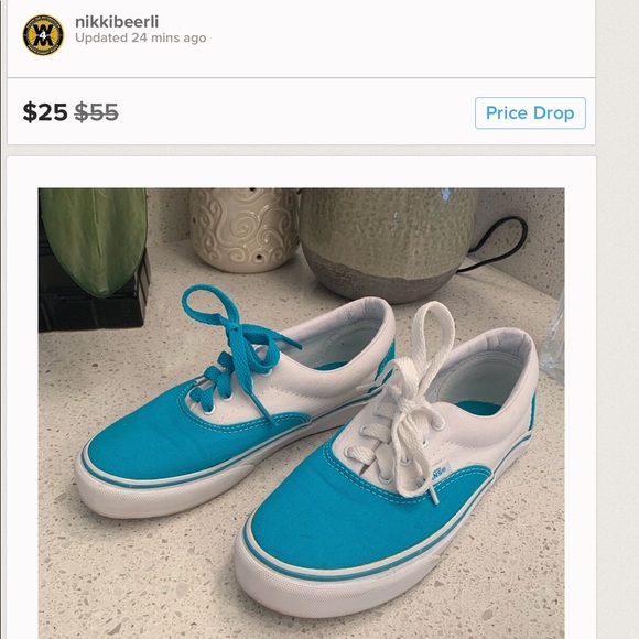 turquoise and white vans